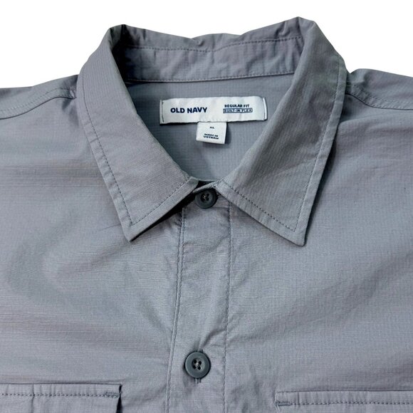 Old Navy Button Front Shirt Built-In-Flex Blue Salt Mens XL - Picture 3 of 8